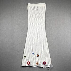 Topshop Maxi Skirt Womens 0/2 XS White Cream Floral Open Knit Crochet Pull On